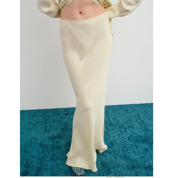 NWT FOR LOVE AND LEMONS CLARABELL YELLOW MAXI SKIRT SIZE XL - Picture 2 of 7